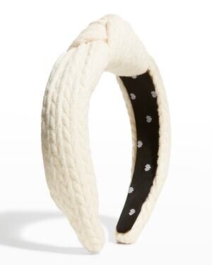 NWT! Lele Sadoughi Cable Knit Knotted Headband - Ivory